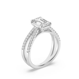 Emerald Shaped Lab Grown Diamond (F/VS) Cross S...