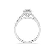 Emerald Shaped Lab Grown Diamond (F/VS) Cross Shank Accented Engagement Ring in 14K Gold