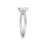 Emerald Shaped Lab Grown Diamond (F/VS) Cross Shank Accented Engagement Ring in 14K Gold