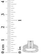 Emerald Shaped Lab Grown Diamond (F/VS) Cross Shank Accented Engagement Ring in 14K Gold