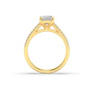 Emerald Shaped Lab Grown Diamond (F/VS) Cross Shank Accented Engagement Ring in 14K Gold