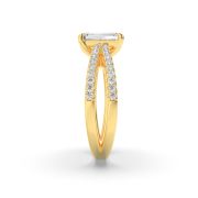 Emerald Shaped Lab Grown Diamond (F/VS) Cross Shank Accented Engagement Ring in 14K Gold