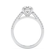 Oval Shaped Lab Grown Diamond (F/VS) Cross Shank Accented Engagement Ring in 14K Gold