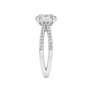 Oval Shaped Lab Grown Diamond (F/VS) Cross Shank Accented Engagement Ring in 14K Gold
