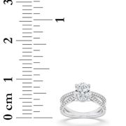 Oval Shaped Lab Grown Diamond (F/VS) Cross Shank Accented Engagement Ring in 14K Gold