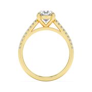 Oval Shaped Lab Grown Diamond (F/VS) Cross Shank Accented Engagement Ring in 14K Gold