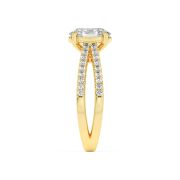 Oval Shaped Lab Grown Diamond (F/VS) Cross Shank Accented Engagement Ring in 14K Gold