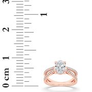Oval Shaped Lab Grown Diamond (F/VS) Cross Shank Accented Engagement Ring in 14K Gold
