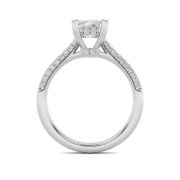 Emerald Shaped Lab Grown Diamond (F/VS) Triple Row Accented Engagement Ring in 14K Gold