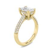 Emerald Shaped Lab Grown Diamond (F/VS) Triple Row Accented Engagement Ring in 14K Gold
