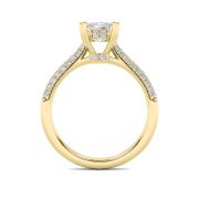 Emerald Shaped Lab Grown Diamond (F/VS) Triple Row Accented Engagement Ring in 14K Gold