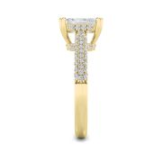 Emerald Shaped Lab Grown Diamond (F/VS) Triple Row Accented Engagement Ring in 14K Gold
