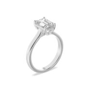 Emerald Shaped Lab Grown Diamond (F/VS) Plain Cathedral Trellis Shank Solitaire Engagement Ring in 14K Gold
