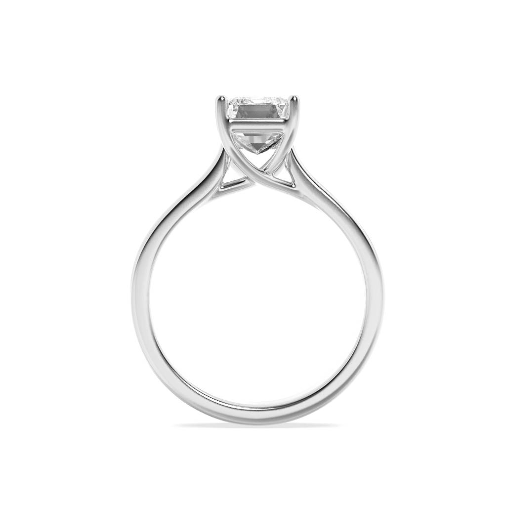 Emerald Shaped Lab Grown Diamond (F/VS) Plain Cathedral Trellis Shank Solitaire Engagement Ring in 14K Gold