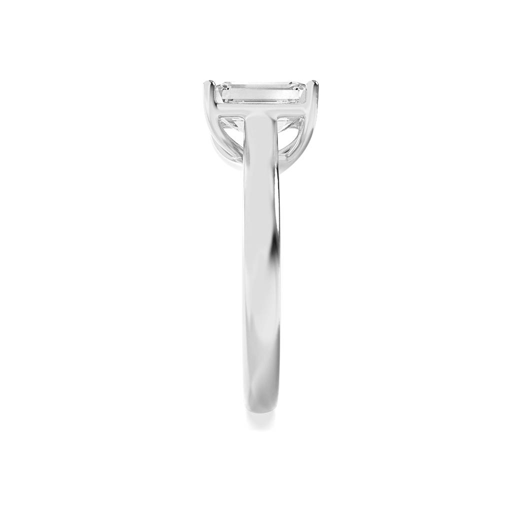 Emerald Shaped Lab Grown Diamond (F/VS) Plain Cathedral Trellis Shank Solitaire Engagement Ring in 14K Gold