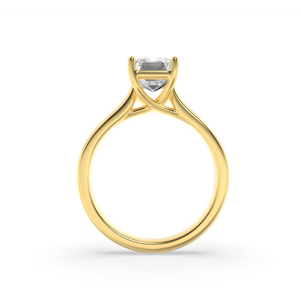 Emerald Shaped Lab Grown Diamond (F/VS) Plain Cathedral Trellis Shank Solitaire Engagement Ring in 14K Gold
