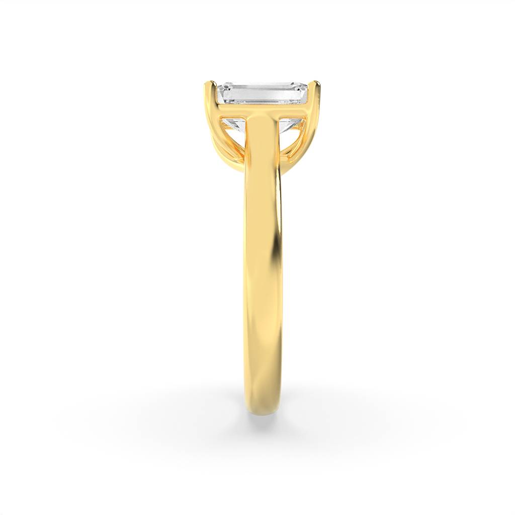 Emerald Shaped Lab Grown Diamond (F/VS) Plain Cathedral Trellis Shank Solitaire Engagement Ring in 14K Gold