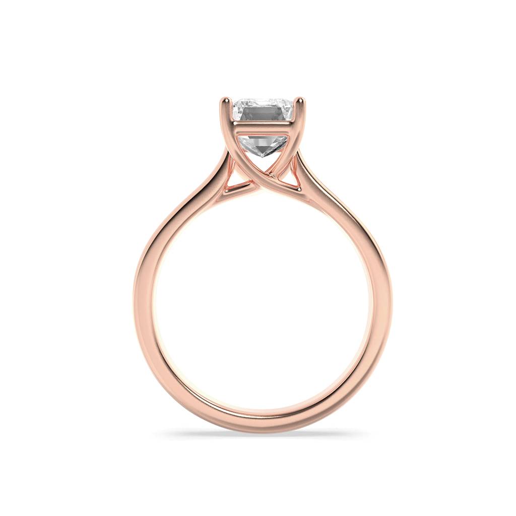 Emerald Shaped Lab Grown Diamond (F/VS) Plain Cathedral Trellis Shank Solitaire Engagement Ring in 14K Gold