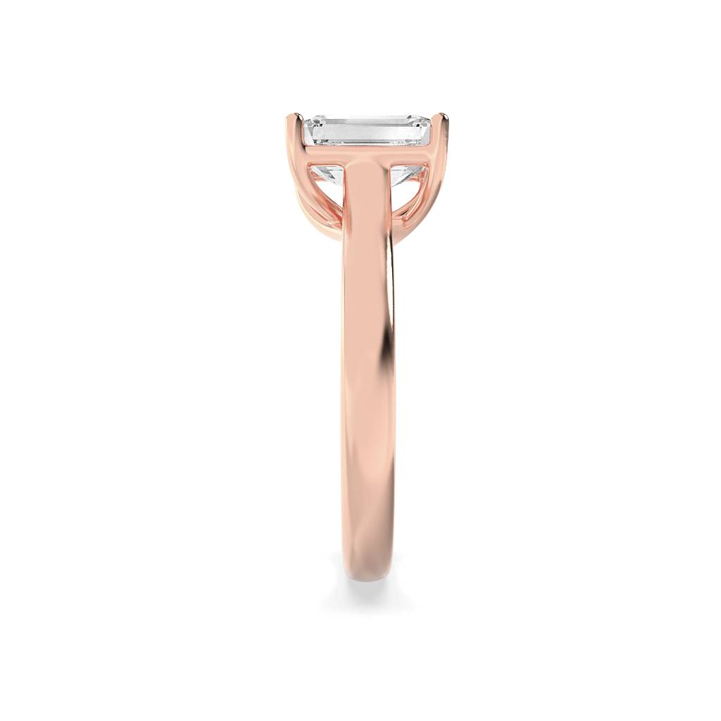 Emerald Shaped Lab Grown Diamond (F/VS) Plain Cathedral Trellis Shank Solitaire Engagement Ring in 14K Gold