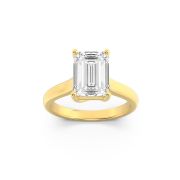 Emerald Shaped Lab Grown Diamond (F/VS) Plain Cathedral Trellis Shank Solitaire Engagement Ring in 14K Gold