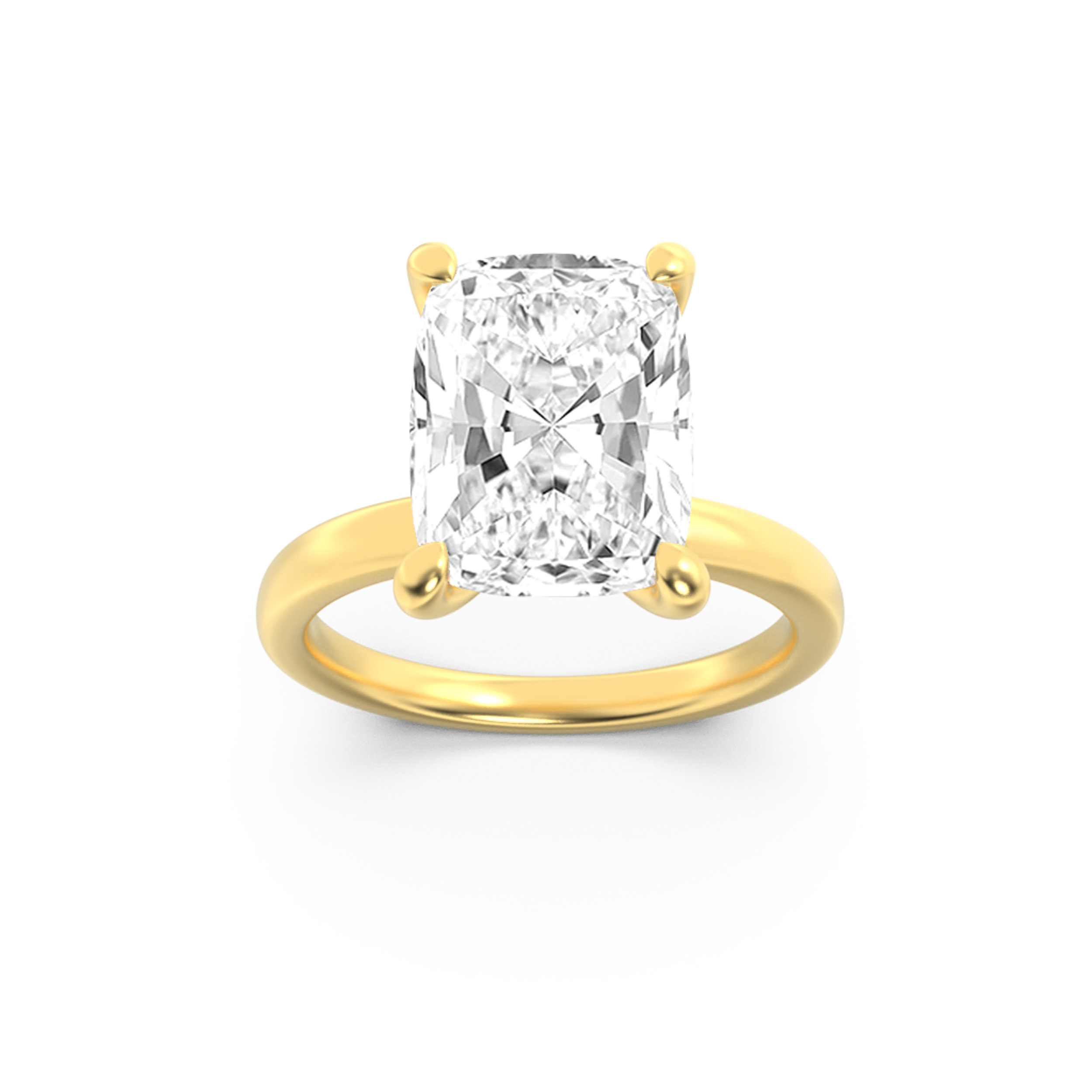 Elongated Cushion Shaped Lab Grown Diamond (F/VS) Hidden Halo Plain Shank Engagement Ring in 14K Gold