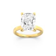 Elongated Cushion Shaped Lab Grown Diamond (F/VS) Hidden Halo Plain Shank Engagement Ring in 14K Gold
