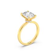 Elongated Cushion Shaped Lab Grown Diamond (F/VS) Hidden Halo Plain Shank Engagement Ring in 14K Gold