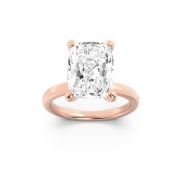 Elongated Cushion Shaped Lab Grown Diamond (F/VS) Hidden Halo Plain Shank Engagement Ring in 14K Gold