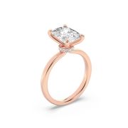 Elongated Cushion Shaped Lab Grown Diamond (F/VS) Hidden Halo Plain Shank Engagement Ring in 14K Gold