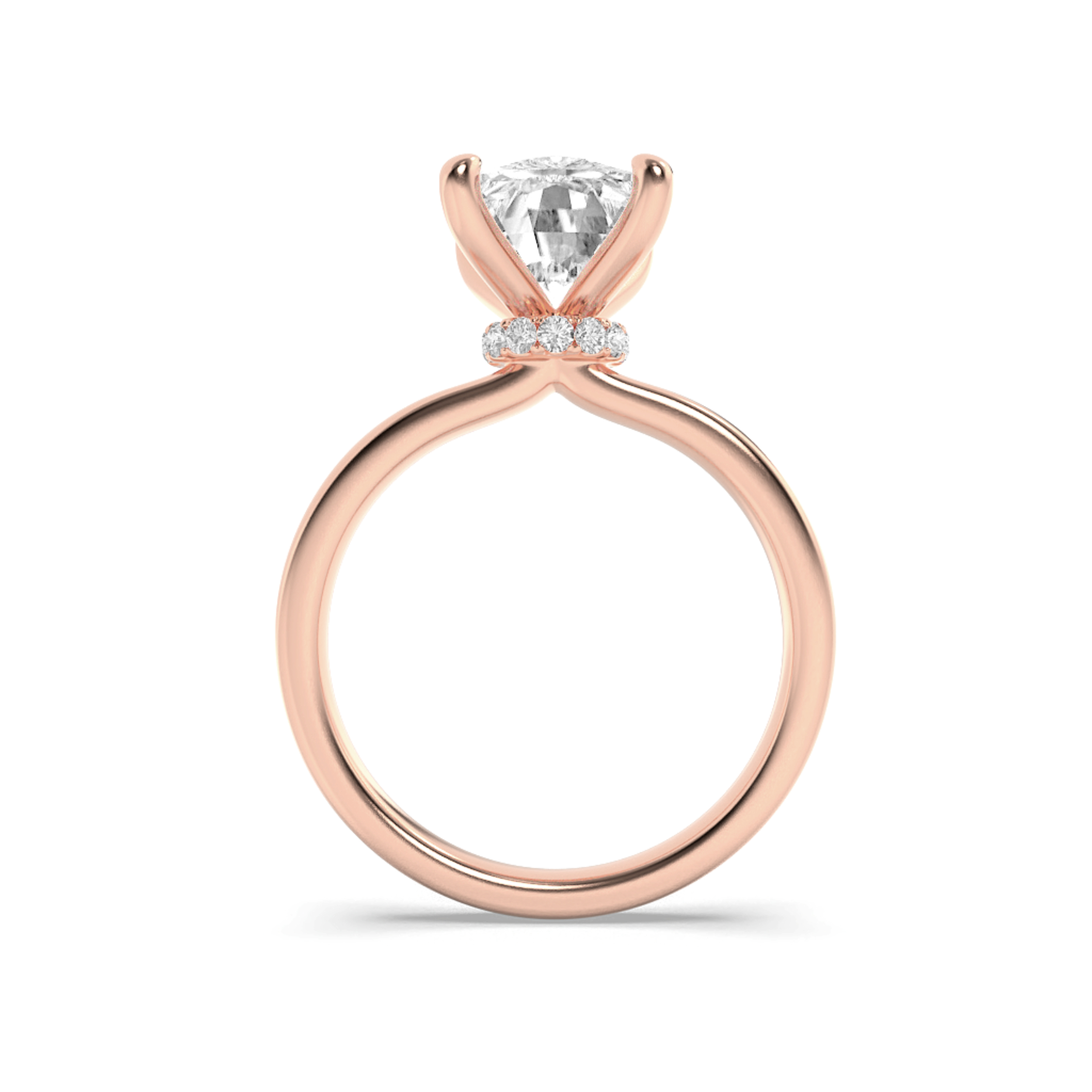 Elongated Cushion Shaped Lab Grown Diamond (F/VS) Hidden Halo Plain Shank Engagement Ring in 14K Gold