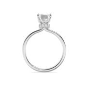 Emerald Shaped Lab Grown Diamond (F/VS) Hidden Halo Plain Shank Engagement Ring in 14K Gold