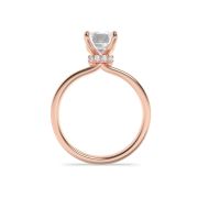 Emerald Shaped Lab Grown Diamond (F/VS) Hidden Halo Plain Shank Engagement Ring in 14K Gold
