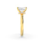 Emerald Shaped Lab Grown Diamond (F/VS) Hidden Halo Plain Shank Engagement Ring in 14K Gold