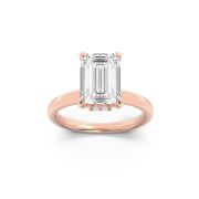 Emerald Shaped Lab Grown Diamond (F/VS) Hidden Halo Plain Shank Engagement Ring in 14K Gold