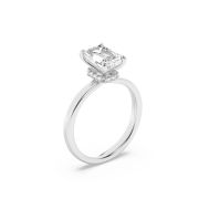 Emerald Shaped Lab Grown Diamond (F/VS) Hidden Halo Plain Shank Engagement Ring in 14K Gold