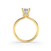 Emerald Shaped Lab Grown Diamond (F/VS) Hidden Halo Plain Shank Engagement Ring in 14K Gold