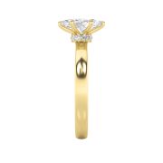 Marquise Shaped Lab Grown Diamond (F/VS) Hidden Halo Plain Shank Engagement Ring in 14K Gold