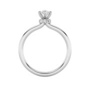 Marquise Shaped Lab Grown Diamond (F/VS) Hidden Halo Plain Shank Engagement Ring in 14K Gold
