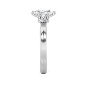 Marquise Shaped Lab Grown Diamond (F/VS) Hidden Halo Plain Shank Engagement Ring in 14K Gold