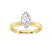 Marquise Shaped Lab Grown Diamond (F/VS) Hidden Halo Plain Shank Engagement Ring in 14K Gold