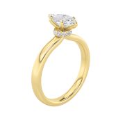Marquise Shaped Lab Grown Diamond (F/VS) Hidden Halo Plain Shank Engagement Ring in 14K Gold