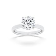 Round Shaped Lab Grown Diamond (F/VS) Hidden Halo Plain Shank Engagement Ring in 14K Gold
