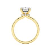 Round Shaped Lab Grown Diamond (F/VS) Hidden Halo Plain Shank Engagement Ring in 14K Gold
