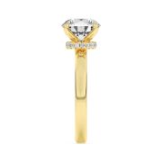 Round Shaped Lab Grown Diamond (F/VS) Hidden Halo Plain Shank Engagement Ring in 14K Gold