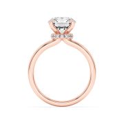 Round Shaped Lab Grown Diamond (F/VS) Hidden Halo Plain Shank Engagement Ring in 14K Gold