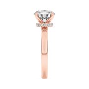 Round Shaped Lab Grown Diamond (F/VS) Hidden Halo Plain Shank Engagement Ring in 14K Gold