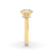 1Cttw Round Shaped Lab Grown Diamond (F/VS) Hidden Halo Plain Shank Engagement Ring in 14K Gold