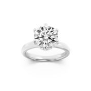 1Cttw Round Shaped Lab Grown Diamond (F/VS) Hidden Halo Plain Shank Engagement Ring in 14K Gold