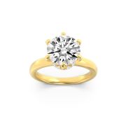 1Cttw Round Shaped Lab Grown Diamond (F/VS) Hidden Halo Plain Shank Engagement Ring in 14K Gold