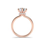 1Cttw Round Shaped Lab Grown Diamond (F/VS) Hidden Halo Plain Shank Engagement Ring in 14K Gold